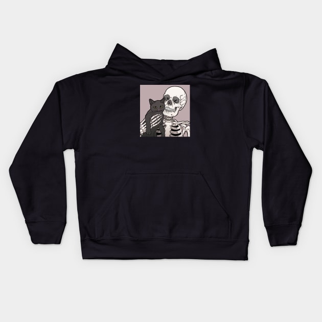 Lil cat friend (with background) Kids Hoodie by tiina menzel